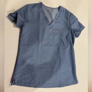Catarina One-Pocket Scrub Top XS in Heather Indigo